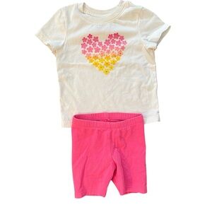 Cat & Jack 18M Girl Heart Print Shirt & Pink Bike Shorts